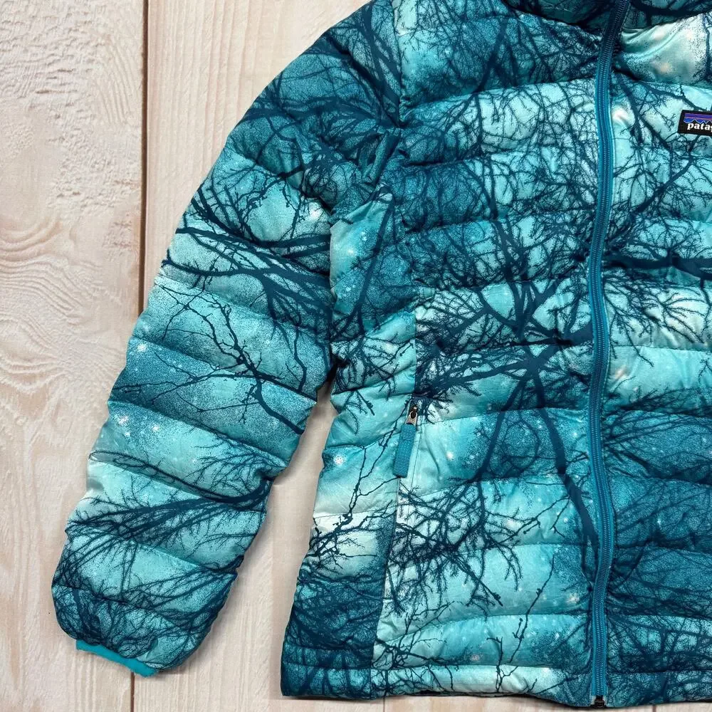 Patagonia Girls Duck Down 600 Fill Sweater Puffer Jacket Size M 10 Teal Tree - Picture 4 of 10